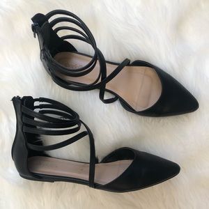 Strappy pointy toe flats